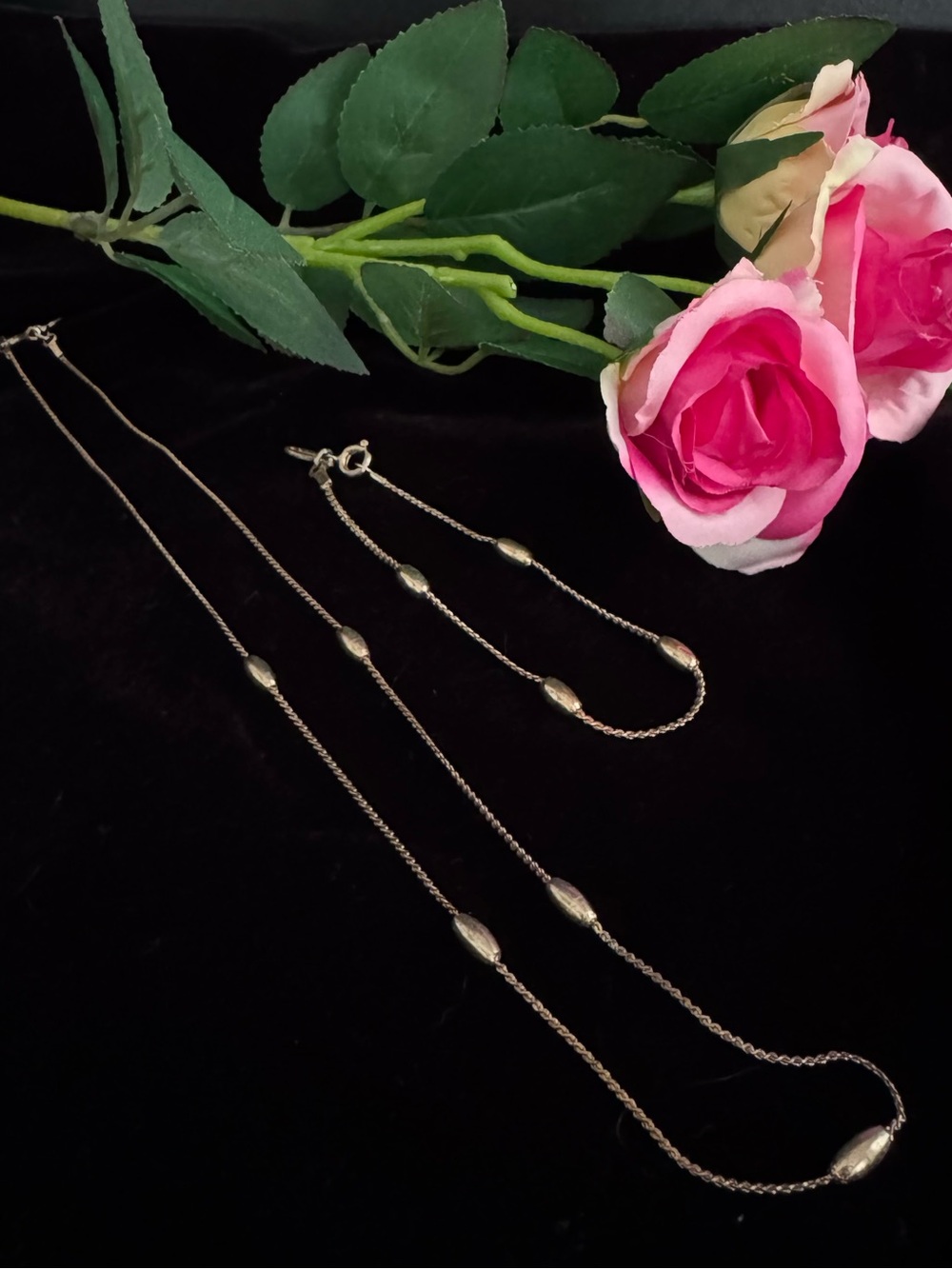 Vintage Avon Delicate Gold-tone Station Necklace and Matching Bracelet